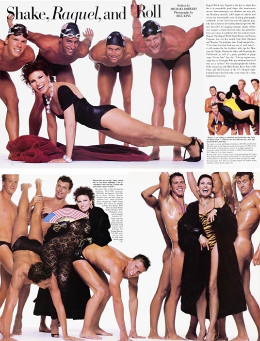 1984 Vanity Fair October  Inside spread: Raquel with the men?s US Olympic gold medal team