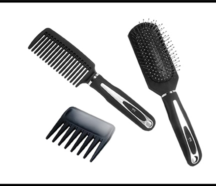 2 combs and hairbrush used for wigs