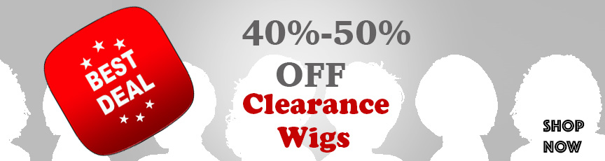 banner announcing 40-50% OFF Clearance Wigs