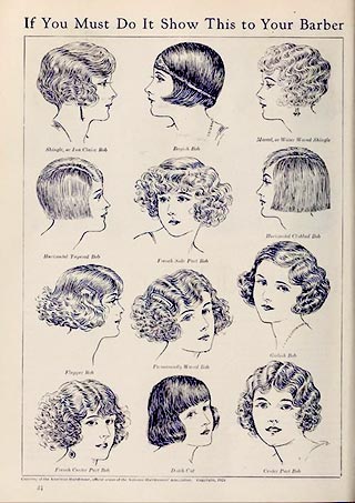 Illustration showing 12 different bob styles
