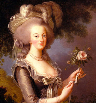 Painting of a woman with elaborate hair styles from the 18th century