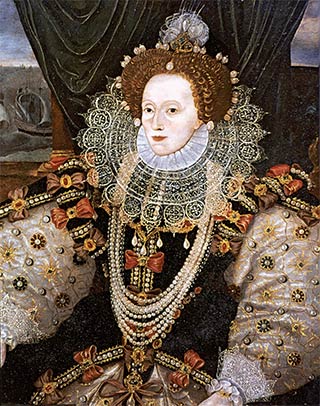 Painting of Elizabeth I Queen of England with wig