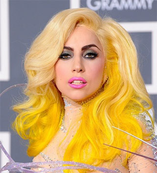 Lady Gaga wearing a wig